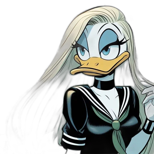 mask, cartoon, comic book art, concept art, anime, anthropomorphic, duck-like, female transparent PNG cut-out