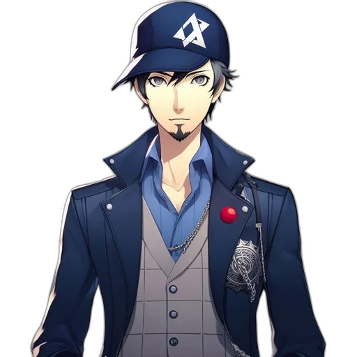 hat, staff, jacket, pixel art, anime, cartoon, concept art, blue transparent PNG cut-out