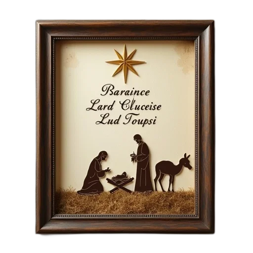 forest, framed, artwork, depicting, nativity, scene, star, top transparent PNG cut-out