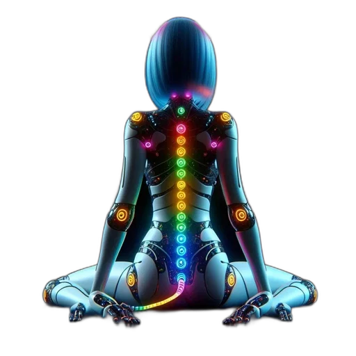 robot, jewelry, concept art, cyberpunk, vaporwave, 3d render, neon lights, neon transparent PNG cut-out
