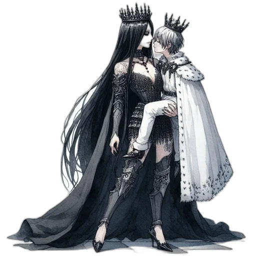 crown, dress, weapon, sword, concept art, fantasy art, pixel art, 3d render transparent PNG cut-out