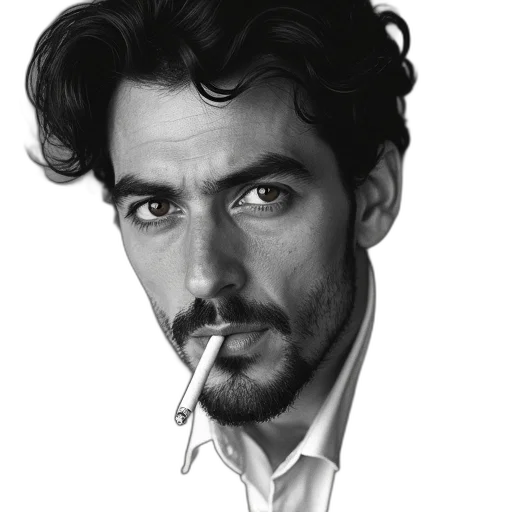 face, staff, jacket, dragon, photorealistic, fantasy art, watercolor, oil painting transparent PNG cut-out