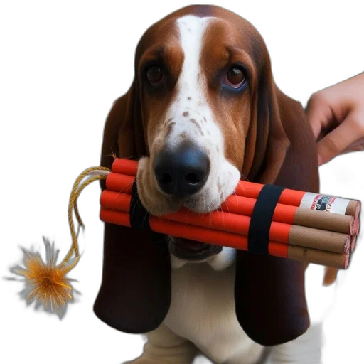 staff, weapon, animal, photorealistic, 3d render, close-up, portrait, basset transparent PNG cut-out