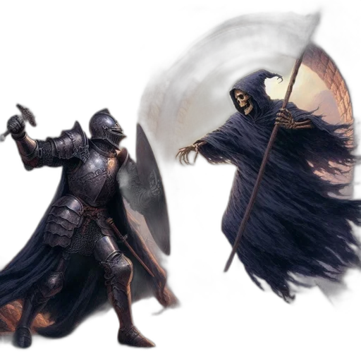 sword, weapon, concept art, fantasy art, comic book art, pixel art, fog, dark transparent PNG cut-out