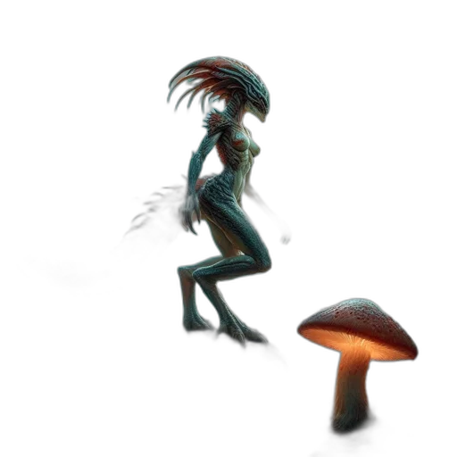 creature, hat, robot, hair, concept art, 3d render, fantasy art, pixel art transparent PNG cut-out