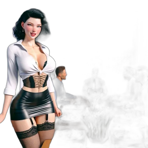 concept art, fantasy art, 3d render, photorealistic, woman, professional, attire, stands transparent PNG cut-out