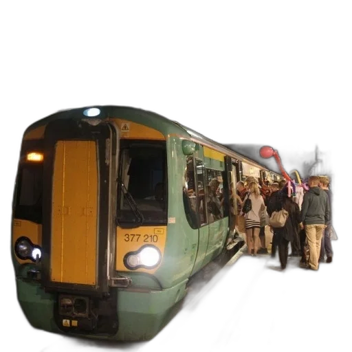 car, 3d render, photorealistic, concept art, green, train, number, 377 transparent PNG cut-out