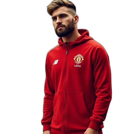 jacket, photorealistic, red, manchester transparent PNG cut-out