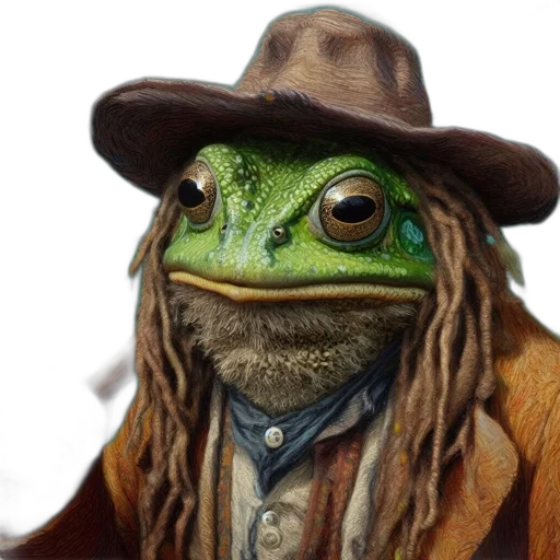 hat, animal, staff, creature, photorealistic, concept art, oil painting, fantasy art transparent PNG cut-out