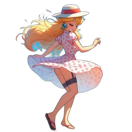 dress, hat, staff, concept art, pixel art, anime, cartoon, pastel transparent PNG cut-out