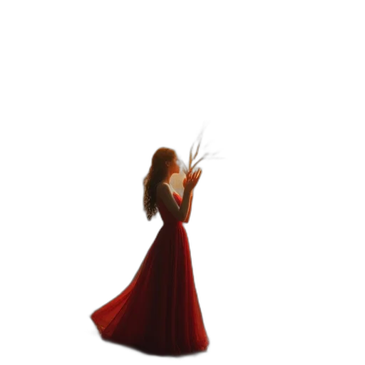 dress, crown, hair, staff transparent PNG cut-out