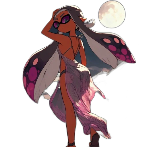 dress, creature, staff, concept art, fantasy art, cartoon, pixel art, dark transparent PNG cut-out