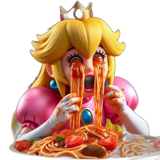 food, crown, face, dress, 3d render, concept art, princess, pink transparent PNG cut-out