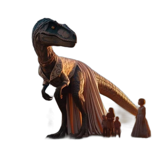 dragon, creature, animal, staff, 3d render, concept art, dinosaur, dress transparent PNG cut-out