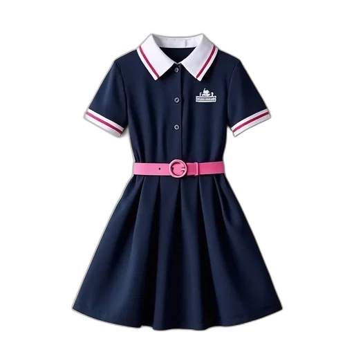 dress, navy, blue, white, collar, pink, stripe, cuffs transparent PNG cut-out