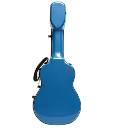 3d render, blue, guitar, case, black, handle, red, logo transparent PNG cut-out