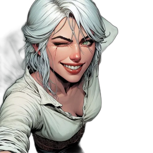 face, staff, comic book art, concept art, fantasy art, photorealistic, woman, white transparent PNG cut-out