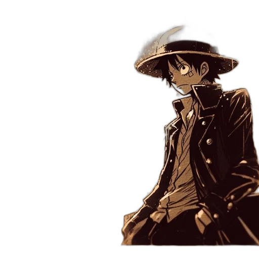 hat, jacket, staff, concept art, comic book art, anime, pixel art, monochrome transparent PNG cut-out