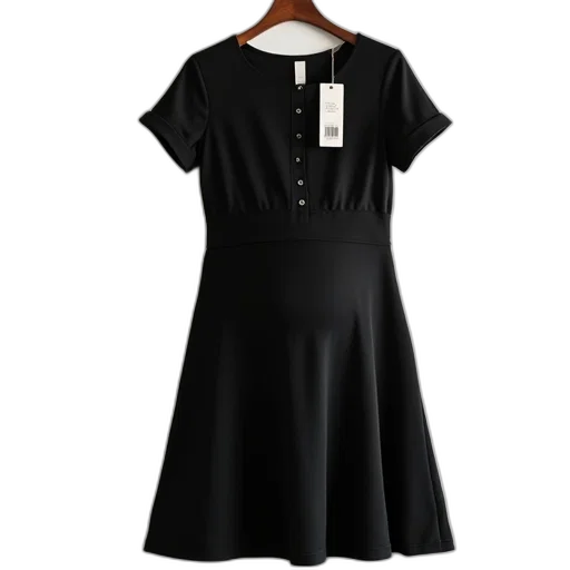 dress, dark, monochrome, black, maternity, round, neckline, short transparent PNG cut-out