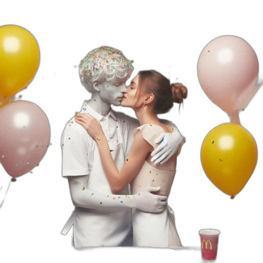 photorealistic, 3d render, outer space, two, individuals, share, intimate, moment transparent PNG cut-out