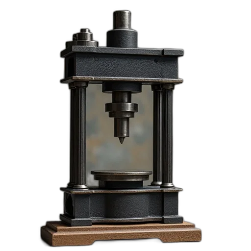 3d render, small, hydraulic, press, steel, body transparent PNG cut-out