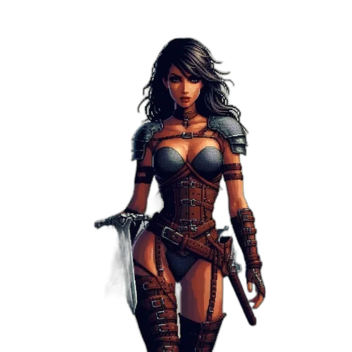 sword, weapon, fantasy art, concept art, comic book art, pixel art, female, warrior transparent PNG cut-out