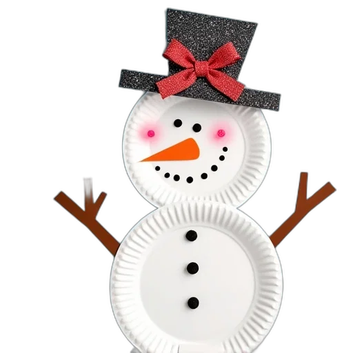 hat, paper, plate, snowman transparent PNG cut-out