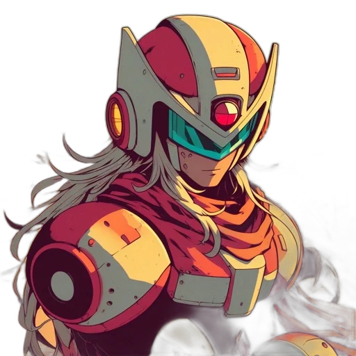 robot, mask, concept art, comic book art, fantasy art, anime, fire, golden transparent PNG cut-out