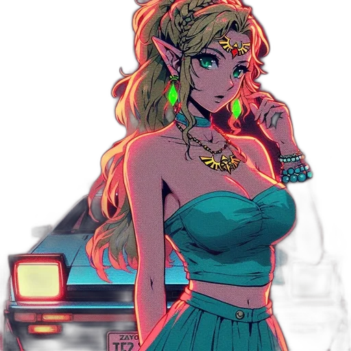 dress, jewelry, weapon, car, vaporwave, anime, pixel art, concept art transparent PNG cut-out