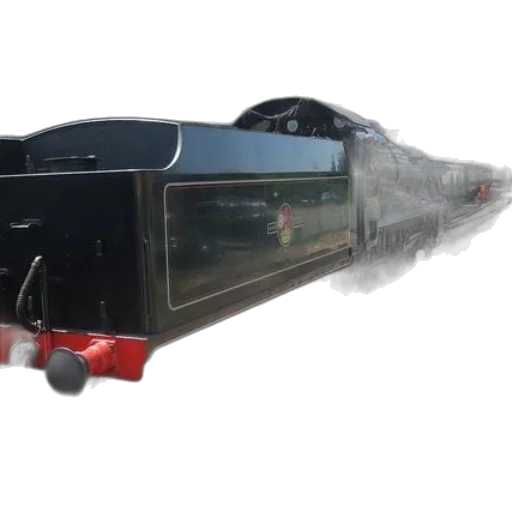 3d render, concept art, photorealistic, black, steam, locomotive, red, accents transparent PNG cut-out