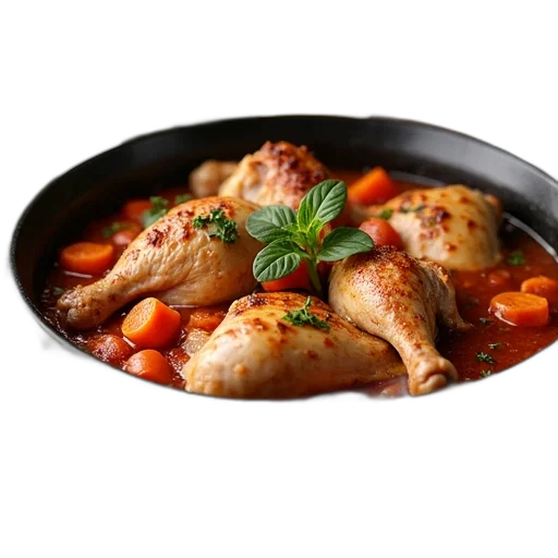 food, photorealistic, 3d render, hearty, chicken, stew, tender, meat transparent PNG cut-out