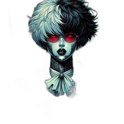 mask, hair, face, crown, watercolor, fantasy art, concept art, comic book art transparent PNG cut-out