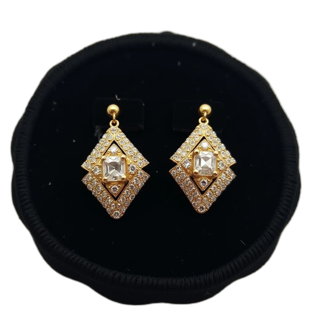 jewelry, crown, hat, pair, gold, earrings, diamond, design transparent PNG cut-out