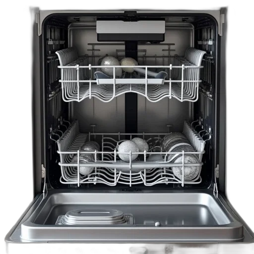 dishwasher, stainless, steel, interior transparent PNG cut-out