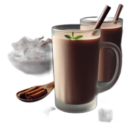 food, 3d render, photorealistic, two, mugs, creamy, drink, adorned transparent PNG cut-out