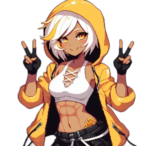 jacket, pixel art, concept art, cyberpunk, anime, golden, monochrome, neon transparent PNG cut-out