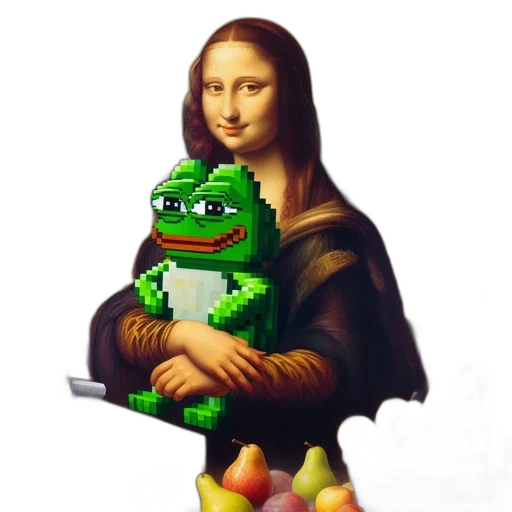 creature, food, pixel art, oil painting, photorealistic, fantasy art, monalisa, digitally transparent PNG cut-out