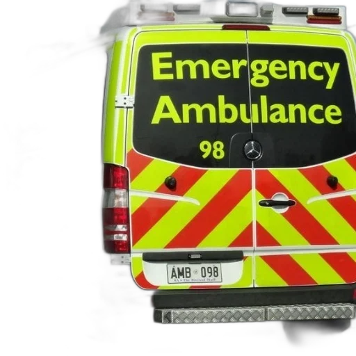 staff, green, yellow, ambulance, words, emergency, written, back transparent PNG cut-out