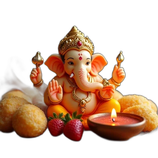 3d render, photorealistic, ganeshi, halved transparent PNG cut-out