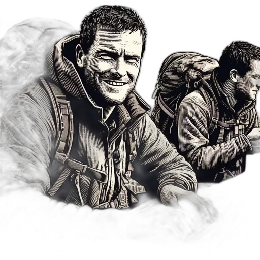 jacket, concept art, photorealistic, comic book art, watercolor, two, men, presumably transparent PNG cut-out