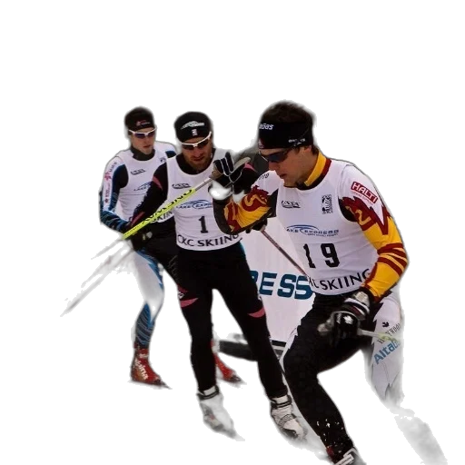 staff, group, skiers, race, one, wearing, number transparent PNG cut-out