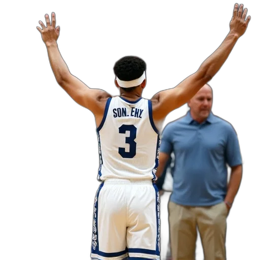basketball, player, white, uniform, number, celebrating, victory, teammates transparent PNG cut-out