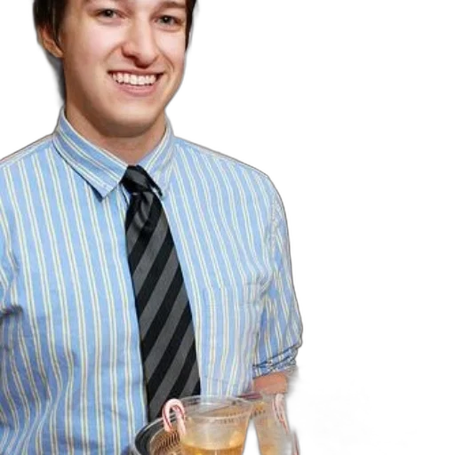staff, face, food, jacket, photorealistic, 3d render, man, striped transparent PNG cut-out