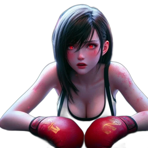 face, comic book art, concept art, fantasy art, cyberpunk, red, animated, female transparent PNG cut-out