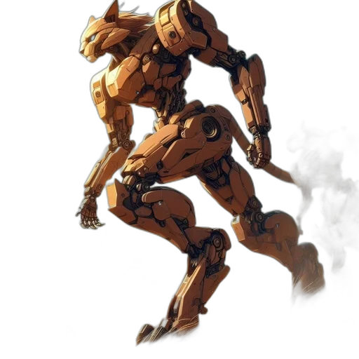 robot, weapon, animal, concept art, comic book art, 3d render, fantasy art, golden transparent PNG cut-out