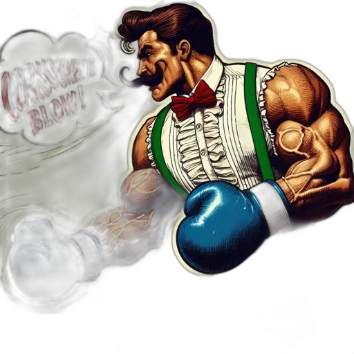 concept art, photorealistic, 3d render, comic book art, muscular, man, mustache, boxing transparent PNG cut-out
