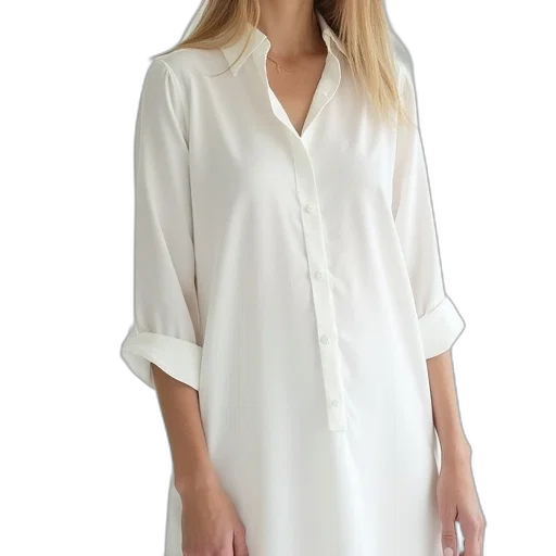 dress, monochrome, cold, silk, shift, shirt, rolled, cuff transparent PNG cut-out