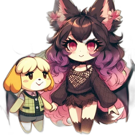 staff, animal, creature, pixel art, anime, watercolor, concept art, dark transparent PNG cut-out