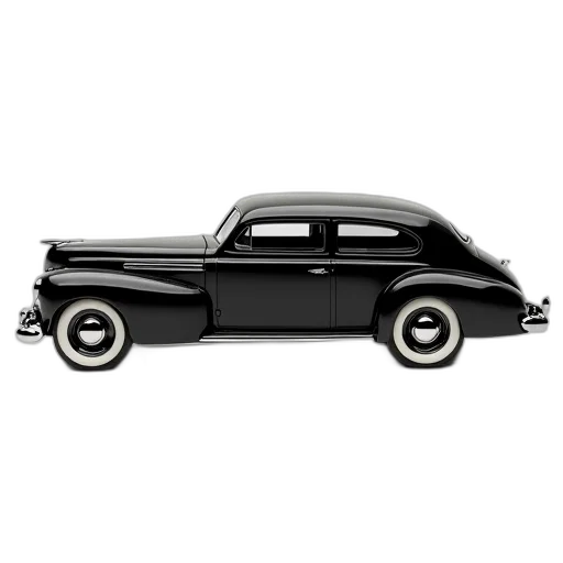 car, photorealistic, 3d render, sleek, black, vintage, shiny, finish transparent PNG cut-out