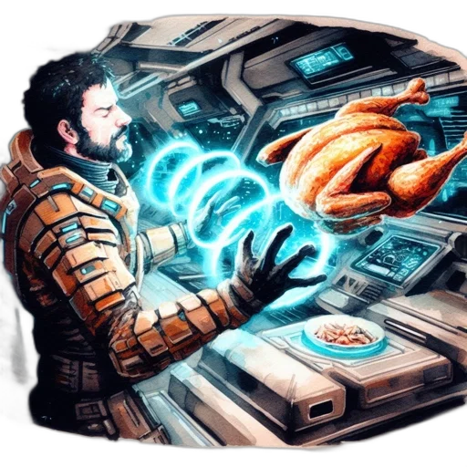jacket, robot, concept art, comic book art, fantasy art, cyberpunk, outer space, inside transparent PNG cut-out